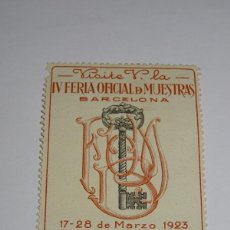 Sellos: VIÑETA VISITE III FERIA OFICIAL DE MUESTRAS INTERNACIONAL BARCELONA 1923 - SEÑALES DE USO. Lote 366571786