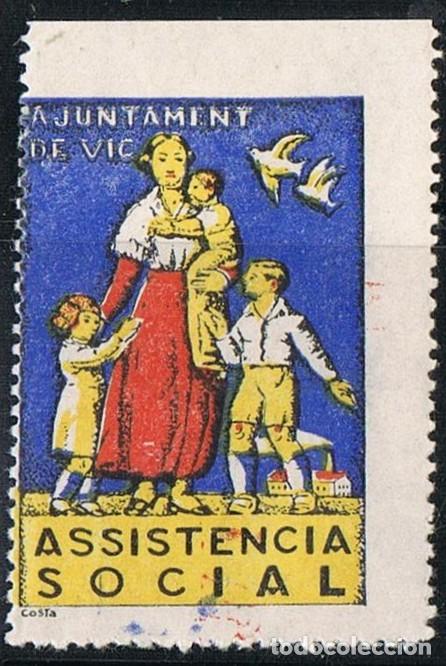 Briefmarken: 1008. Sello vi&ntilde;eta VIC (Barcelona) ajuntament. Assistencia Social, guerra civil *