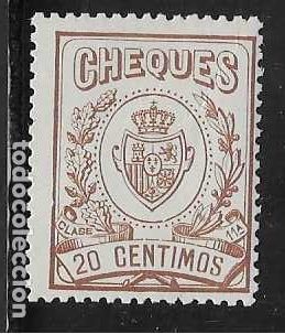 Briefmarken: FISCAL. 20 CTS.-CHEQUES- NUEVO CON GOMA SIN CHARNELAS- VER FOTO
