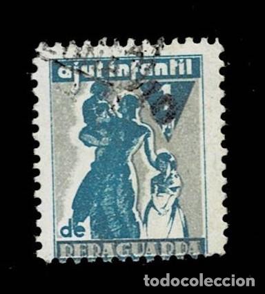 Briefmarken: Guerra Civil AJUT INFANTIL DE RERAGUARDA GG n&ordm; 2302 Sobrecarga NEGRA Habilitat per 10 cts s. 1 pta U