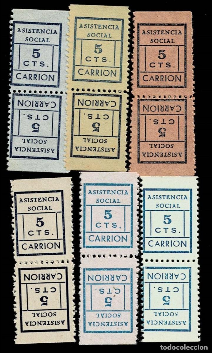 Briefmarken: Guerra Civil CARRION DE LOS CESPEDES Asistencia Social Fesofi n&ordm; 3-9 Serie completa EN CAPICUA Sin