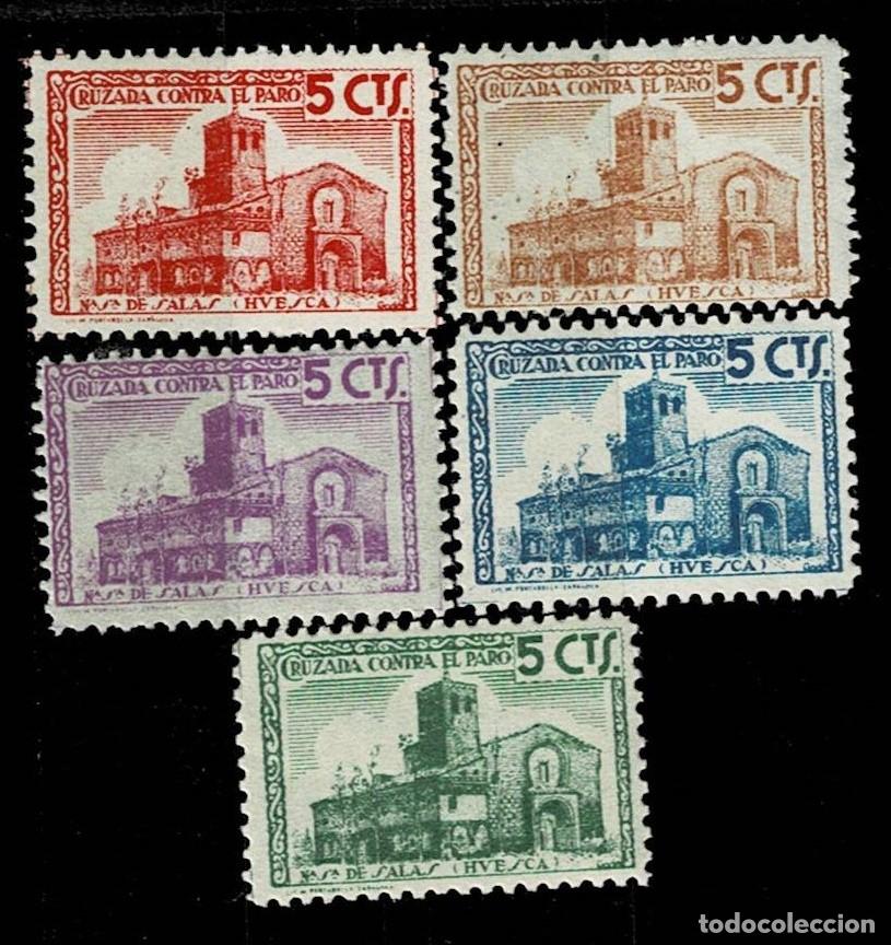 Briefmarken: CL8-24 Guerra Civil HUESCA Santuario de SALAS Fesofi n&ordm; 9-13 Serie completa Nueva Sin fijasellos