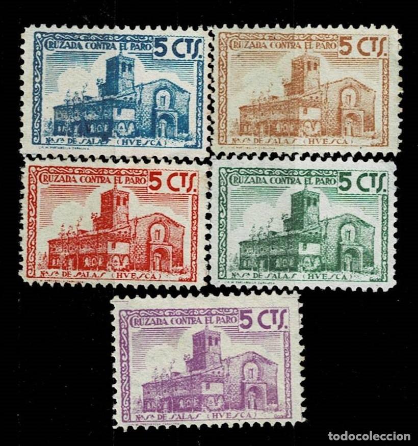 Briefmarken: CL8-24 Guerra Civil HUESCA Santuario de SALAS Serie completa Sin goma