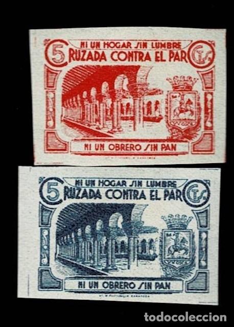 Briefmarken: CL8-25 Guerra Civil HUESCA Claustro de SAN PEDRO EL VIEJO Cruzada CONTRA EL PARO Serie completa SIN