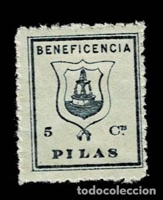 Briefmarken: Guerra Civil PILAS Beneficencia Fesofi n&ordm; 13 (PAPEL AMARILLENTO) Color pizarra negro