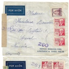 Sellos: 1938 LOTE 2 CARTAS VILLAFRANCA DEL PENEDES, BARCELONA A FRANCIA. CERTIFICADO GUERRA CIVIL.. Lote 376575479