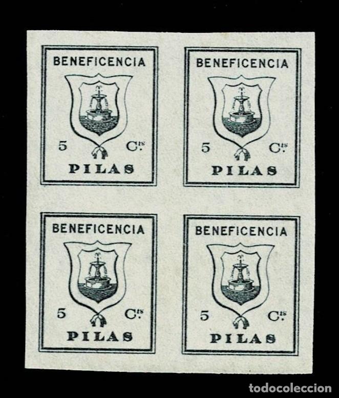 Briefmarken: Guerra Civil PILAS Beneficencia Fesofi n&ordm; 15s SIN DENTAR en BLOQUE DE 4 Color PIZARRA OSCURO Sin fij