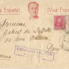 Sellos: 1938 (JUN) CARTA HONDARRIBIA, FUENTERRABÍA (GIPUZKOA, GUIPUZCOA) A PARÍS. CENSURA GUERRA CIVIL