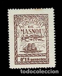 Selos: Guerra Civil Ajuntament de MASNOU Fesofi n&ordm; 44 Valor 015 pessetes Color CASTA&Ntilde;O Sin fijasellos VER