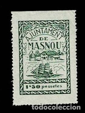 Selos: Guerra Civil Ajuntament de MASNOU Fesofi n&ordm; 46 Valor 1.5 pessetes Color VERDE Sin fijasellos VER