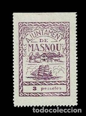Selos: Guerra Civil Ajuntament de MASNOU Fesofi n&ordm; 47 Valor 3 pessetes Color VIOLETA Sin fijasellos VER