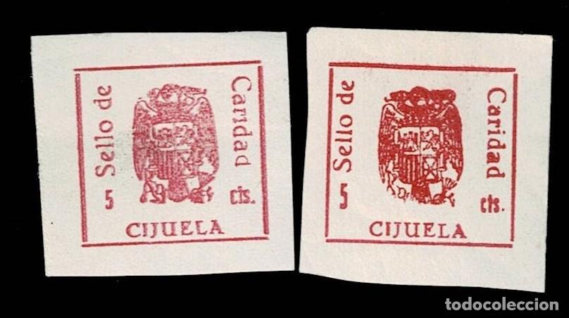 Francobolli: A3-2 Guerra Civil CIJUEJA Sello de CARIDAD Pareja con 5 GRANDE y 5 PEQUE&Ntilde;O. Sin fijasellos