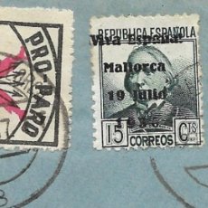 Sellos: 1937 CARTA PALMA DE MALLORCA SEVILLA GUERRA CIVIL SOBRECARGA -VIVA ESPAÑA MALLORCA 19 JULIO 1936-. Lote 383939734