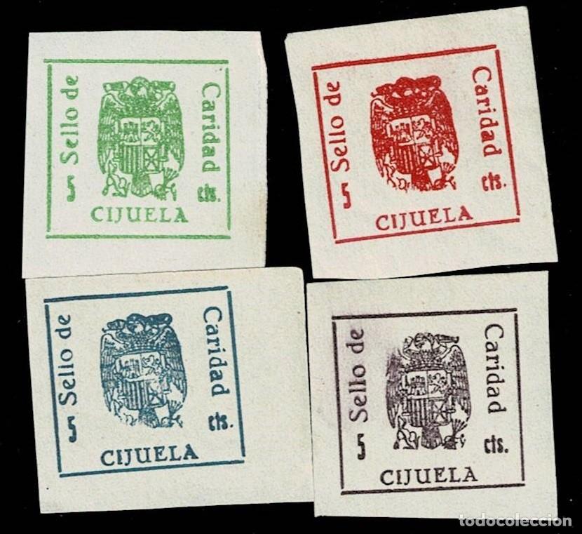 Stamps: Guerra Civil CIJUELA Fesofi n&ordm; 7-10 Serie completa SIN DENTAR. Sin fijasellos VER.