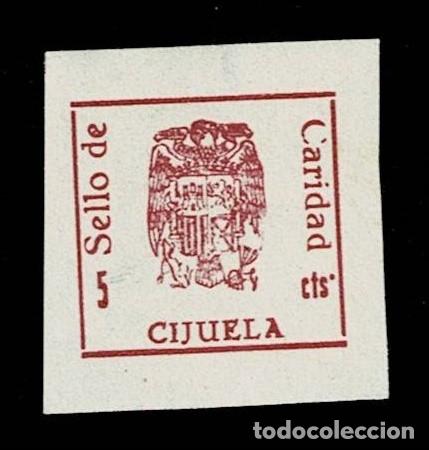 Stamps: Guerra Civil CIJUELA Fesofi n&ordm; 8 Variedad (Punto sobre la s de cts) SIN DENTAR. Color CARMIN Sin f
