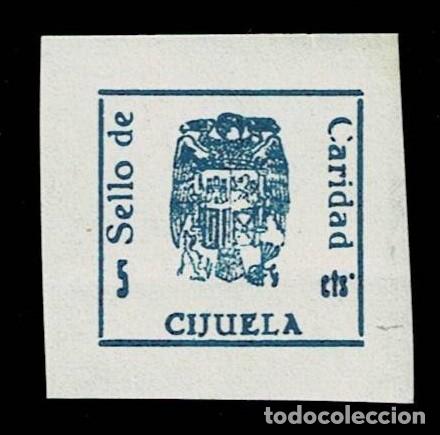 Stamps: Guerra Civil CIJUELA Fesofi n&ordm; 10 Varieddad (Punto sobre la s de cts) SIN DENTAR. Color AZUL OSCURO