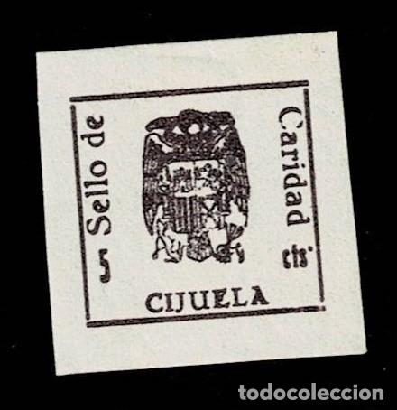 Stamps: Guerra Civil CIJUELA Fesofi n&ordm; 9 Variedad (Punto sobre la s de cts) SIN DENTAR. Color VIOLETA OSCUR