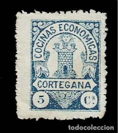 Francobolli: Guerra Civil CORTEGANA Fesofi n&ordm; 7 Sin leyenda CORREOS Valor 5 cts. Color AZUL Sin goma