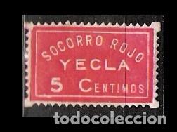 Stamps: Guerra Civil YECLA Fesofi n&ordm; 1 Valor 5 cts Color rojo naranja