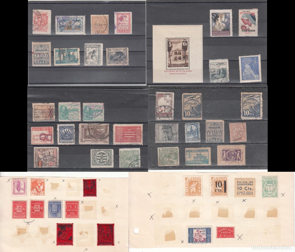 Selos: LOTE DE 48 VI&Ntilde;ETAS DE LA GUERRA CIVIL ESPA&Ntilde;OLA (VER EL DETALLE 1X1 DE LAS 48 IMAGENES)