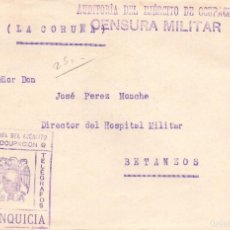 Sellos: RARISIMA CARTA DE 1938 CON FRANQUICIA Y CENSURA MILITAR DE AUDITORIA DEL EJERCITO DE OCUPACIÓN DE ZA. Lote 390320964