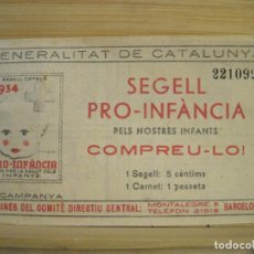 Sellos: GENERALITAT CATALUNYA-SEGELL PRO INFANCIA 1934-VER FOTOS-(100.586). Lote 391043929