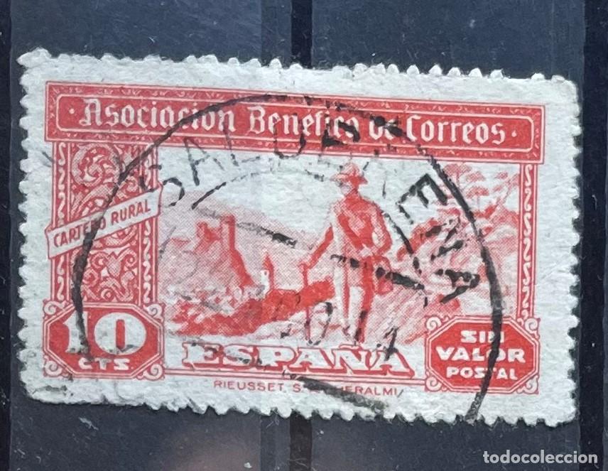 Timbres: Vi&ntilde;eta Asociaci&oacute;n Ben&eacute;fica de Correos Galvez 93 usado con bonito matasellos de Salobre&ntilde;a