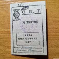 Sellos: C.N.T. CARTA CONFEDERAL 1937 ( OFICIOS VARIOS )