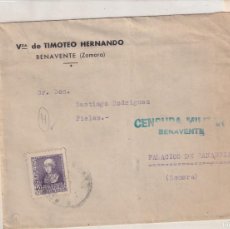 Sellos: SOBRE VIUDA DE TIMOTEO HERNANDO BENAVENTE ZAMORA. CENSURA MILITAR.
