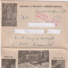 Sellos: CARTA DE CASA CAMPO A TENERIFE DEL 15 DE NOVIEMBRE 1937. Lote 400902159
