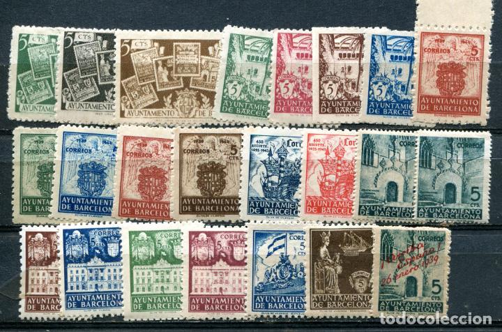 Stamps: 23 sellos diferentes de Barcelona. Ver descripci&oacute;n