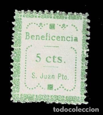 Timbres: A6-3 Guerra Civil SAN JUAN DEL PUERTO Fesofi n&ordm; 5 Color VERDE AMARILLO con fijasellos Ver
