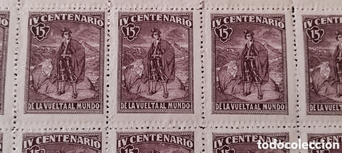 Sellos: Bloque de 12 vi&ntilde;etas Elcano centenario de la vuelta al mundo 15 - Foto 2