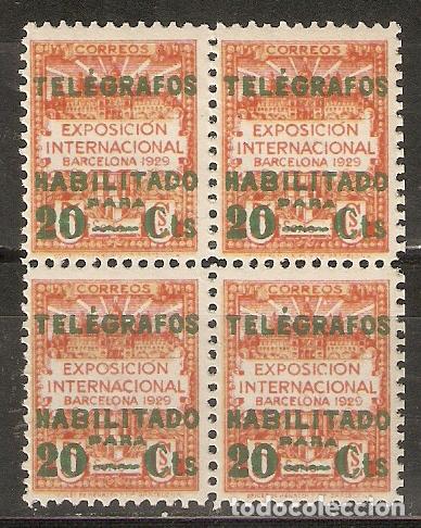 Francobolli: BARCELONA TELEGRAFOS EDIFIL 2 ** SIN FIJASELLOS EN BLOQUE DE 4