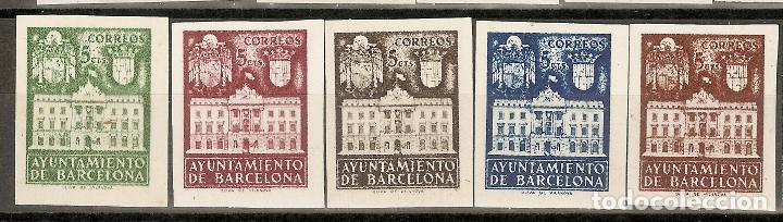 Francobolli: BARCELONA 1942 EDIFIL 33/37** NUEVO SIN FIJASELLOS SIN DENTAR