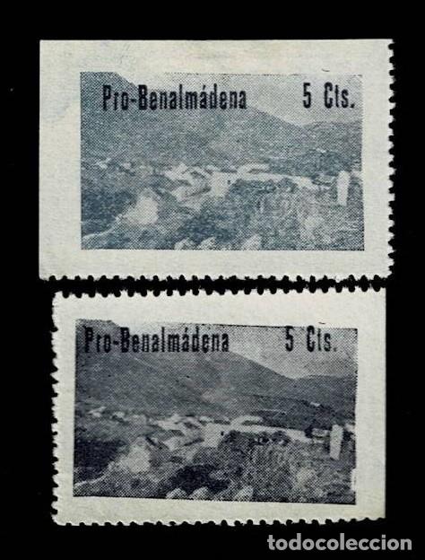 Francobolli: Guerra Civil PRO BENALMADEN Panoramica Fesofi n&ordm; 2 Pareja Variedad color AZUL CLARO Y AZUL OSCUR