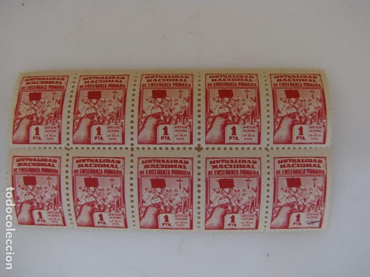 Briefmarken: 72.- Bloque 10 vi&ntilde;etas Mutualidad Nacional de la Ense&ntilde;anza primaria. 1 pta