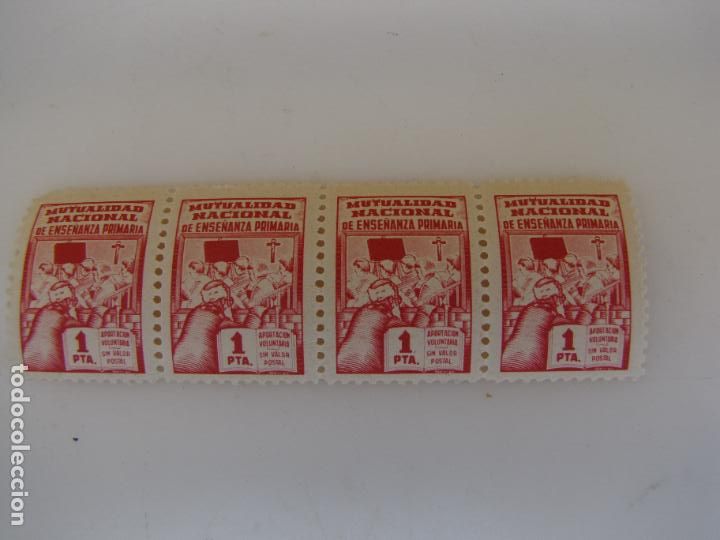 Briefmarken: 72.- Bloque 4 vi&ntilde;etas Mutualidad Nacional de la Ense&ntilde;anza primaria. 1 pta