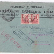 Sellos: SOBRE. VILLAGARCÍA, PONTEVEDRA. 1938. CENSURA MILITAR. URGENTE. GALICIA