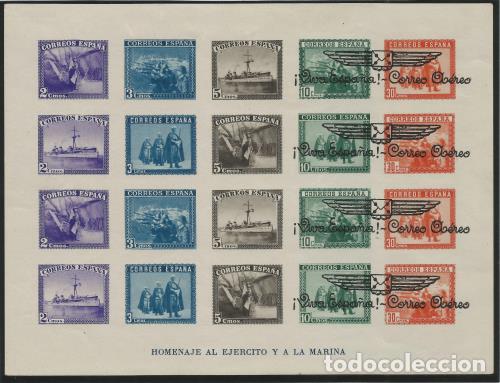 Briefmarken: EDIFIL 101 Preciosa y rarisima hoja sin dentar, certificado CEM.