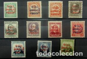 Briefmarken: EDIFIL 1 hi/16hi 12 Valores sin 1c n&ordm; 1 Ahi, Precioso y muy raro con la sobrecarga invertida maquill