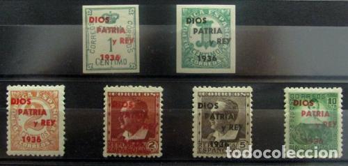 Briefmarken: EDIFIL 21 hcc/7hcc 6 Valores con la sobrecarga de distinto color.