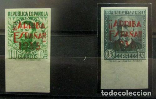 Briefmarken: EDIFIL 8 As/9As Precioso los 2 valores complementarios que existen sin dentar, bordes de hoja.