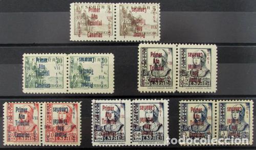 Timbres: EDIFIL 20 /25hphi Muy bonita serie en parejas horizontales, 2&ordm; sello con sobrecarga invertida, raros