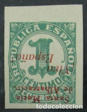 Timbres: EDIFIL 1 hebi Sin Julio 1936 y sobrecarga invertida.