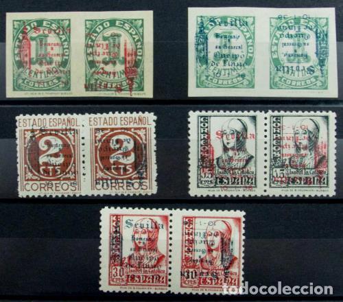 Timbres: EDIFIL 80 /4hphi Preciosa pareja, 1 sello con sobrecarga invertida.