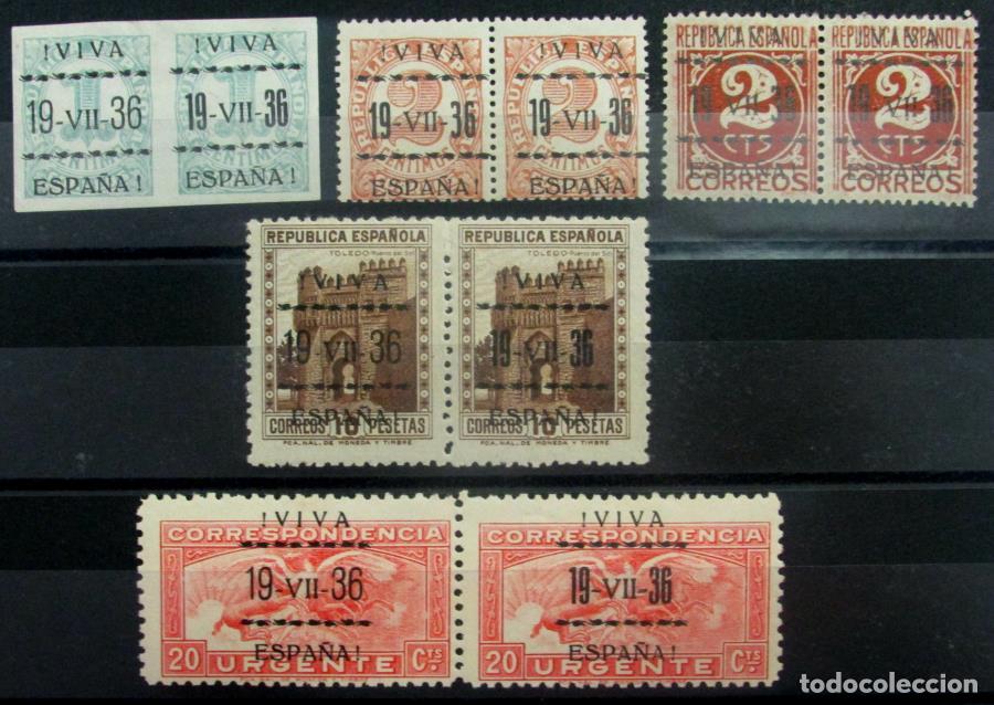 Timbres: EDIFIL 1 -4-5-17/8 5 preciosas parejas con sobrecarga tipo I y III.