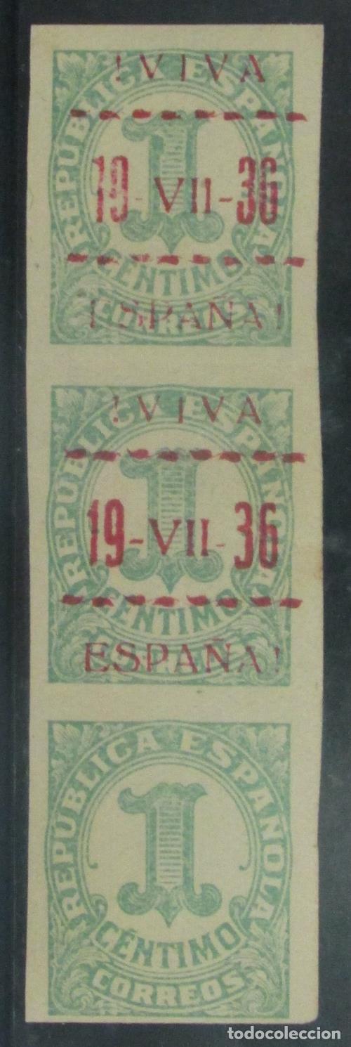 Timbres: EDIFIL 1 hpv(t2+3) Bonita tira vertical de 3, 1 sello sin sobrecarga +2 con sobrecarga tipo II y III