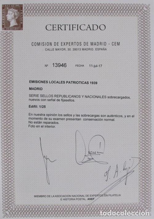 Sellos: EDIFIL 1-25 Certificado CEM. - Foto 2