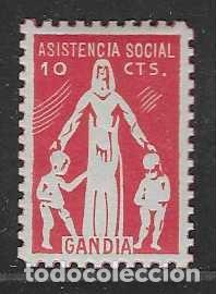 Stamps: GANDIA- 10 CTS-.-ASISTENCIA SOCIAL- VER FOTO